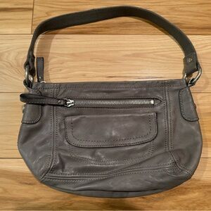 Fossil Light Gray Leather Bag with Silver Accent